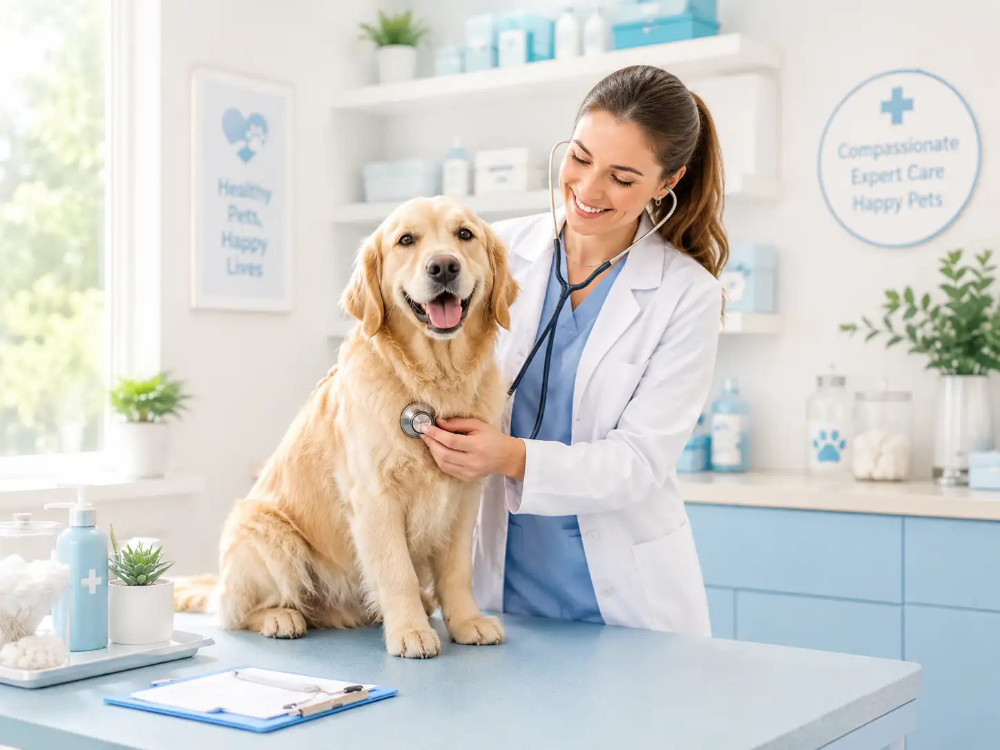 Veterinar pregleda psa u modernoj veterinarskoj ambulanti